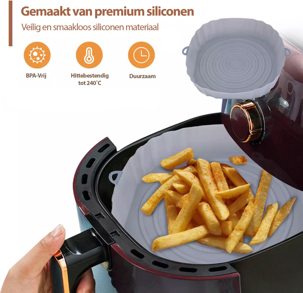 AxonBay Siliconen Airfryer Mandje 16 cm – Roze – Hittebestendig