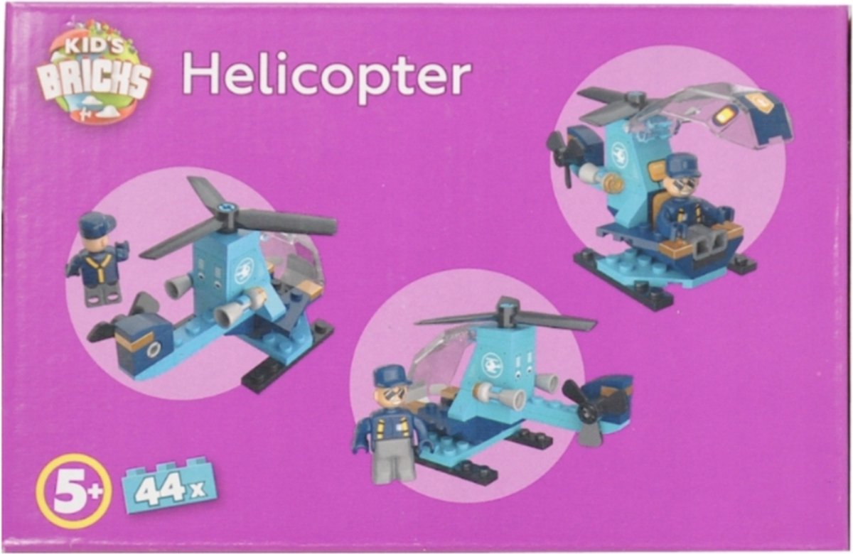 Kids Bricks Helicopter Bouwset 44-delig – Creatief Speelgoed vanaf 5 jaar
