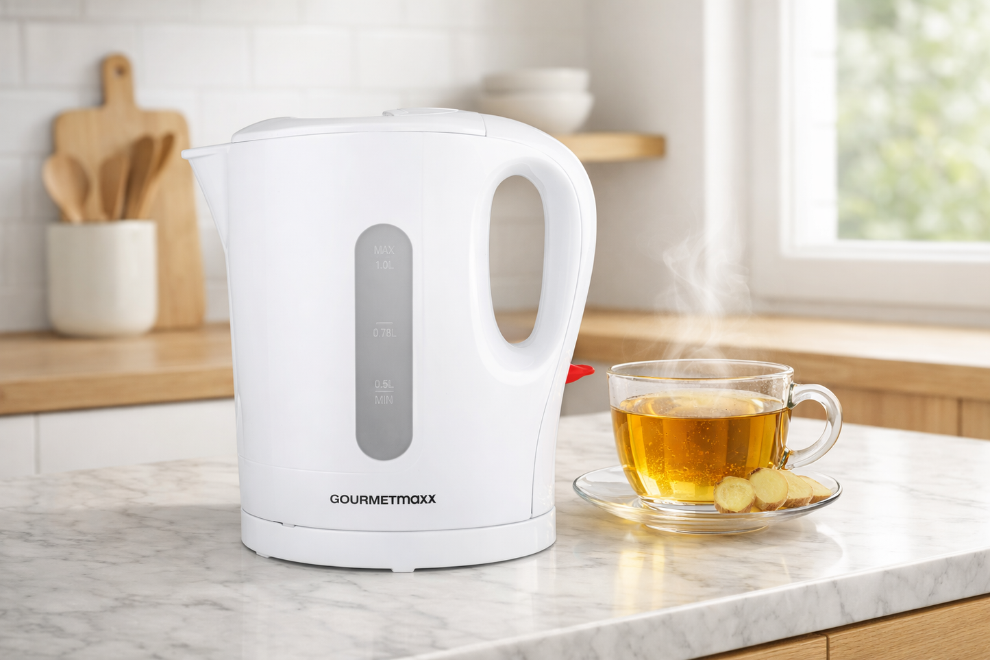 GOURMETmaxx Waterkoker 1L – Wit/Grijs