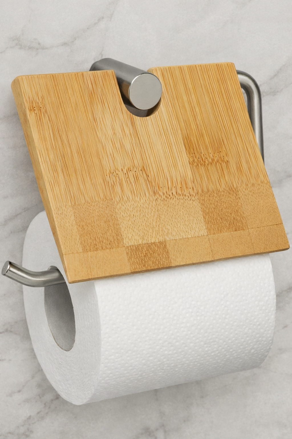 AxonBay Toiletrolhouder Bamboe & Metaal – Wandmontage – 16×16.5 cm