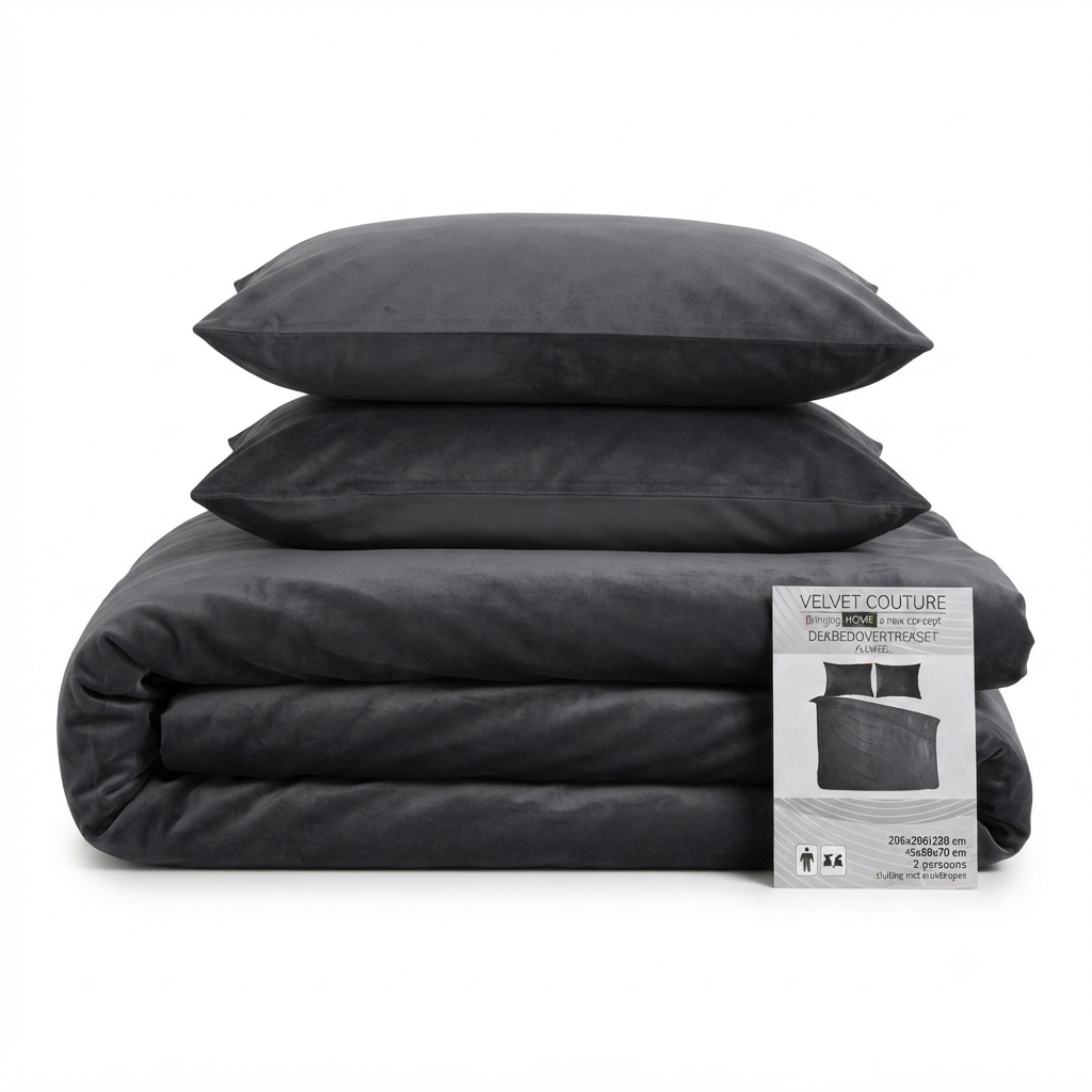 Velvet Couture Dekbedovertrek - 200x200/220 - Crushed Velvet - Zwart