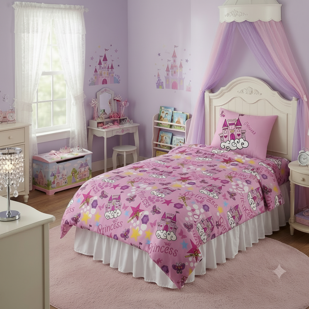Princess Dekbedovertrek 140×220 – Zacht Katoen Blended & Inclusief Kussensloop (Husch)
