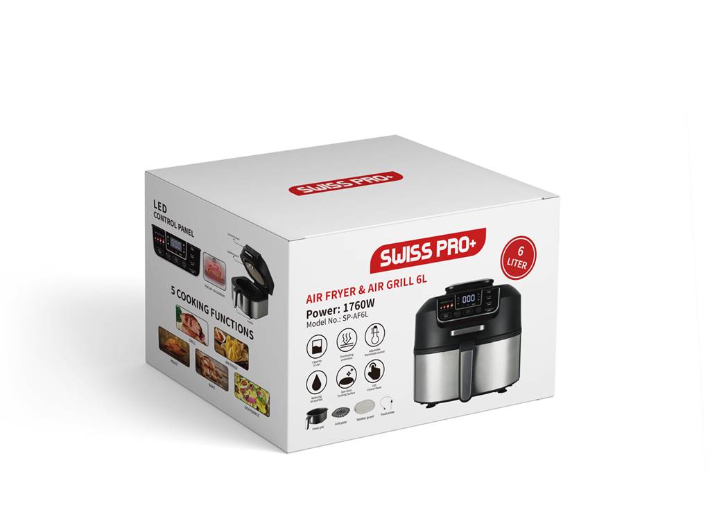 Swiss Pro+ Airfryer & Air Grill 6L – Heteluchtfriteuse – Multifunctioneel