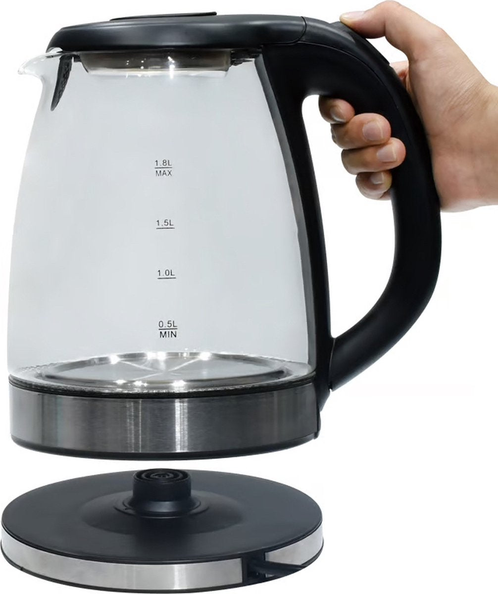 Lexical Elektrische Glazen Waterkoker 1.8L – 1500W – Zwart/RVS
