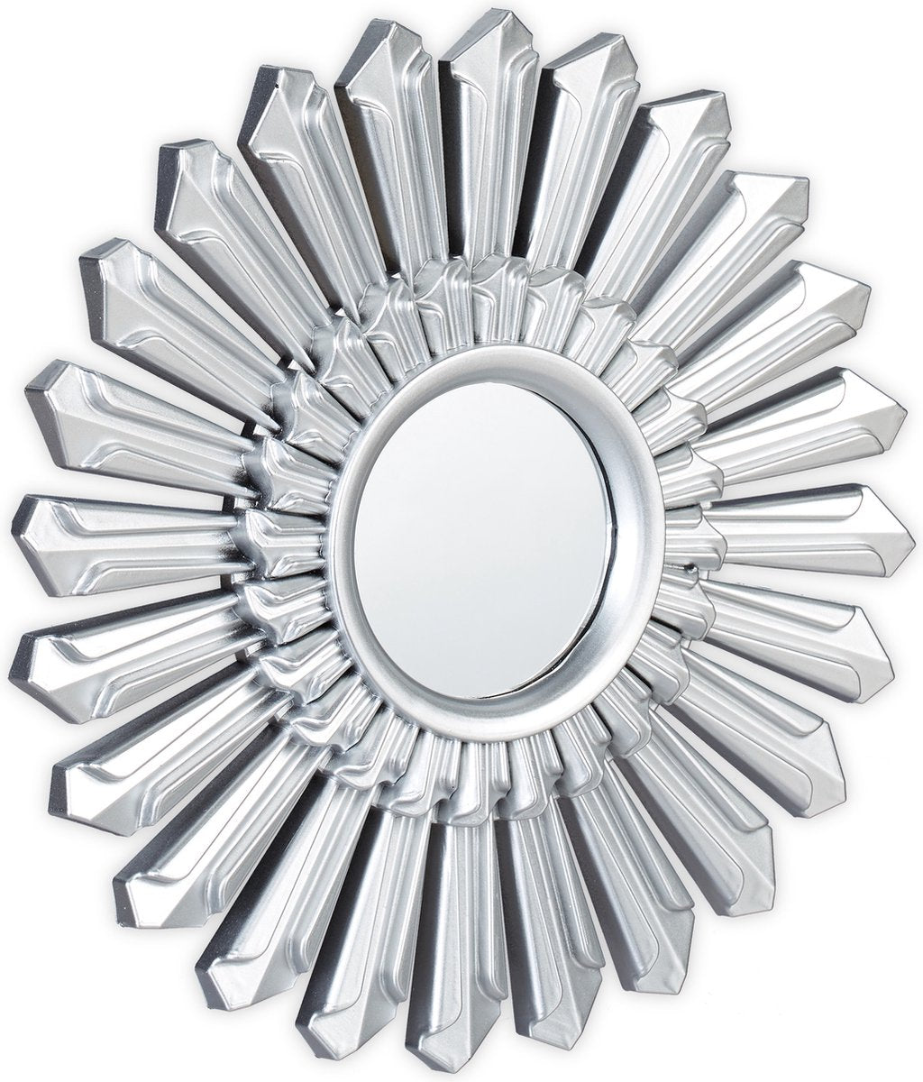 Relaxdays Sierspiegel Zon – Set van 3 Ronde Hangspiegels – Zilver – Wanddecoratie
