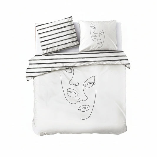 Dindi Home Dekbedovertrek 240×220 cm – 100% Katoen – Wit Tender Tattoo