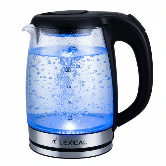 Lexical Elektrische Glazen Waterkoker 1.8L – 1500W – Zwart/RVS