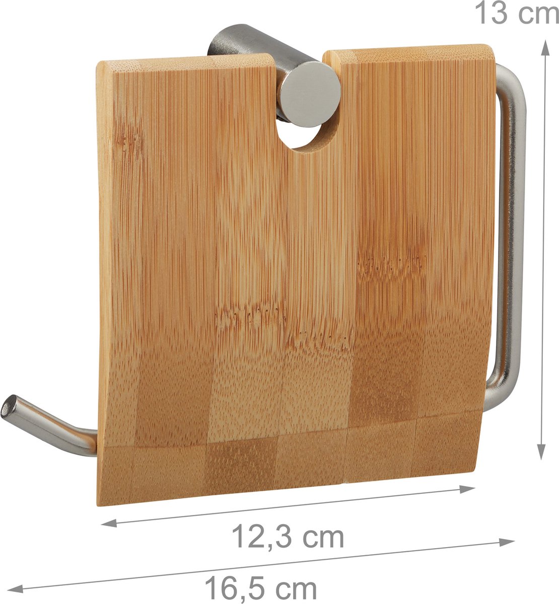 AxonBay Toiletrolhouder Bamboe & Metaal – Wandmontage – 16×16.5 cm