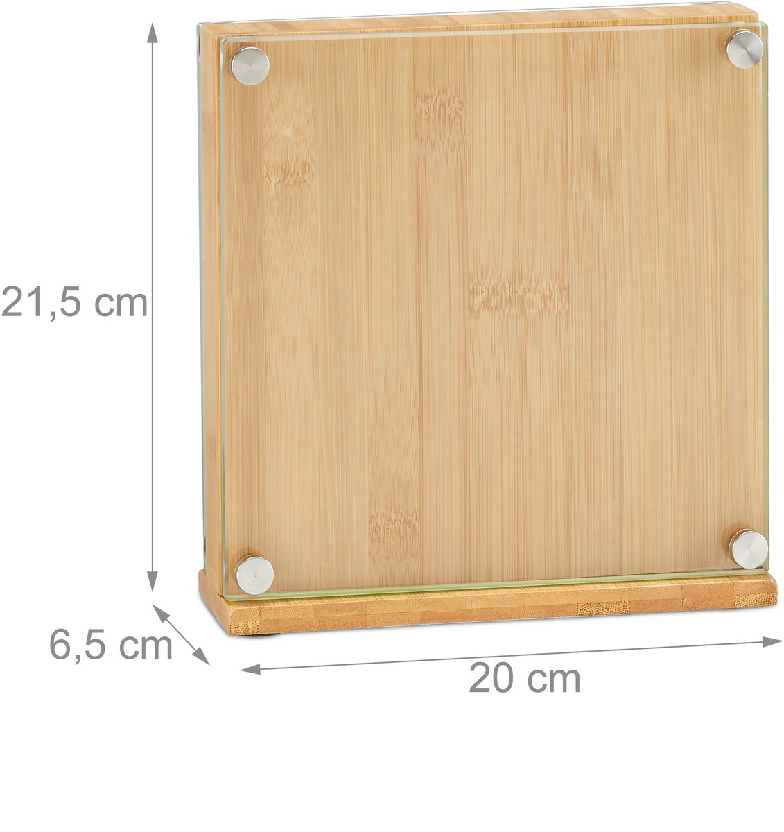 Bamboe Messenblok Leeg – Vierkant met Glas – 20×20 cm – Voor 8 Messen