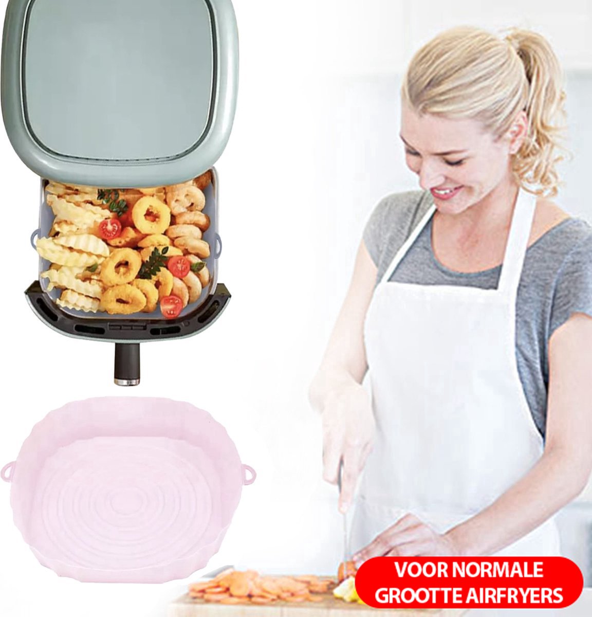 AxonBay Siliconen Airfryer Mandje 18 cm – Roze