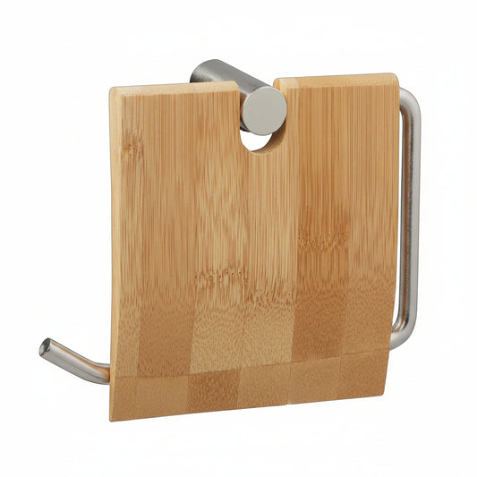 AxonBay Toiletrolhouder Bamboe & Metaal – Wandmontage – 16×16.5 cm
