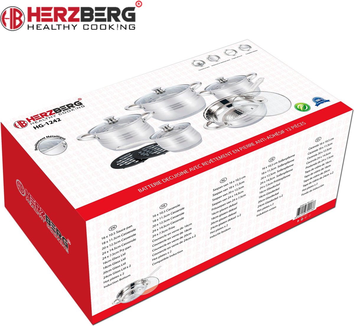 Herzberg Kookset 12-delig – Roestvrijstaal – HG-1242