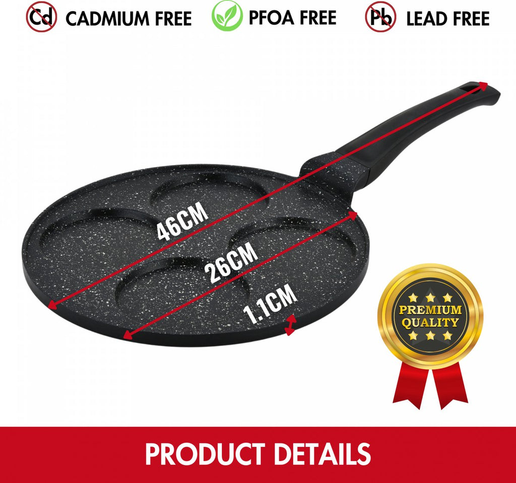 Hezberg 26cm Pannenkoek En Crêpepan Met Marmeren Coating - 4 Gleuven