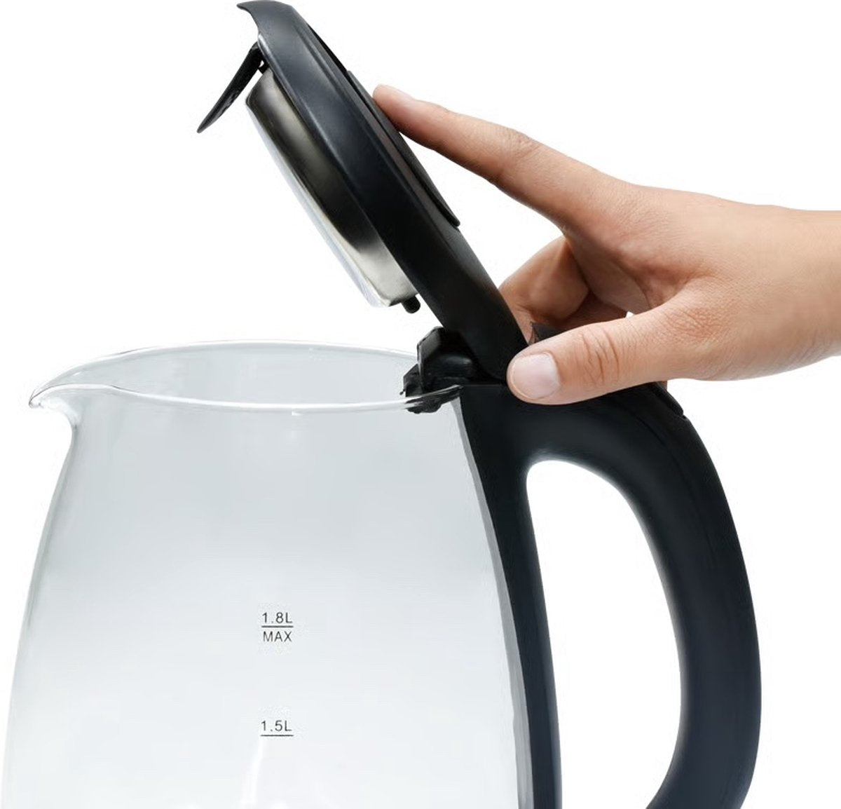 Lexical Elektrische Glazen Waterkoker 1.8L – 1500W – Zwart/RVS