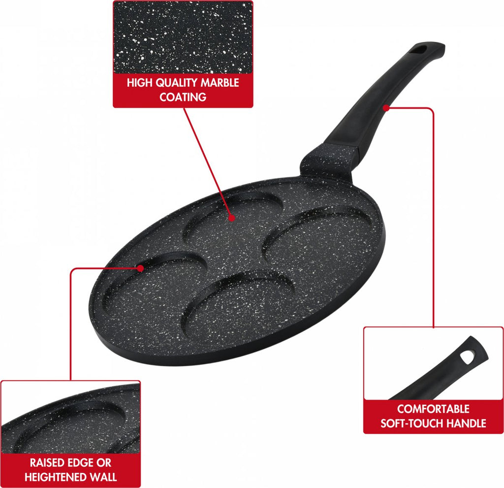 Hezberg 26cm Pannenkoek En Crêpepan Met Marmeren Coating - 4 Gleuven