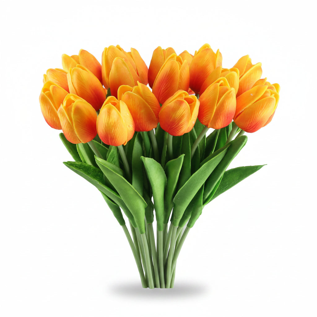 Kunsttulpen 20 stuks – 34 cm – Oranje/Geel – Real Touch PU