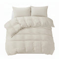 Bedlinnen Set – Off‑White & Khaki – 240×220 cm + 80×80 cm