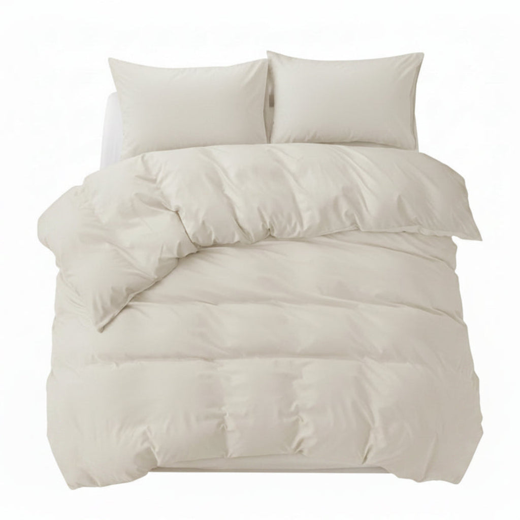 AxonBay Bedlinnen Set 240×220 cm – Off-White & Khaki – Met Kussensloop