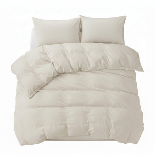 Bedlinnen Set – Off‑White & Khaki – 240×220 cm + 80×80 cm