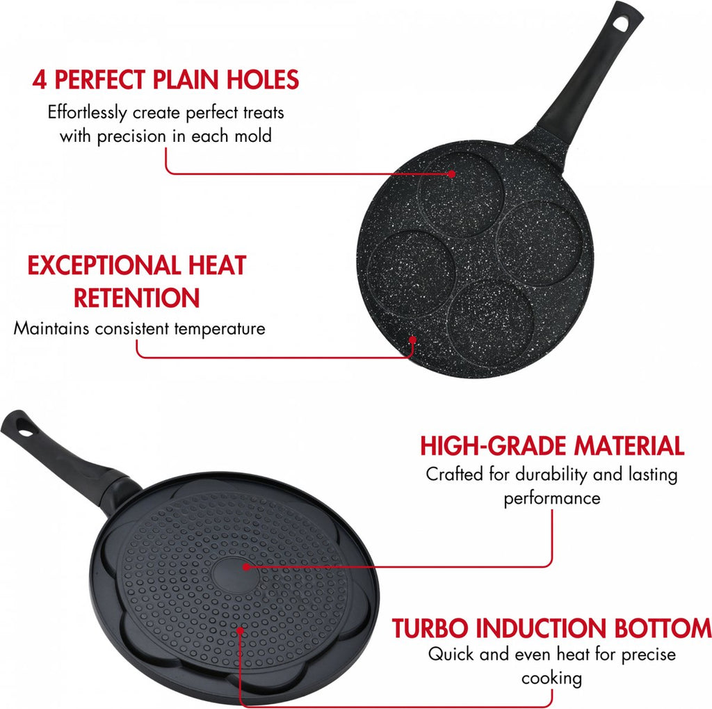 Hezberg 26cm Pannenkoek En Crêpepan Met Marmeren Coating - 4 Gleuven