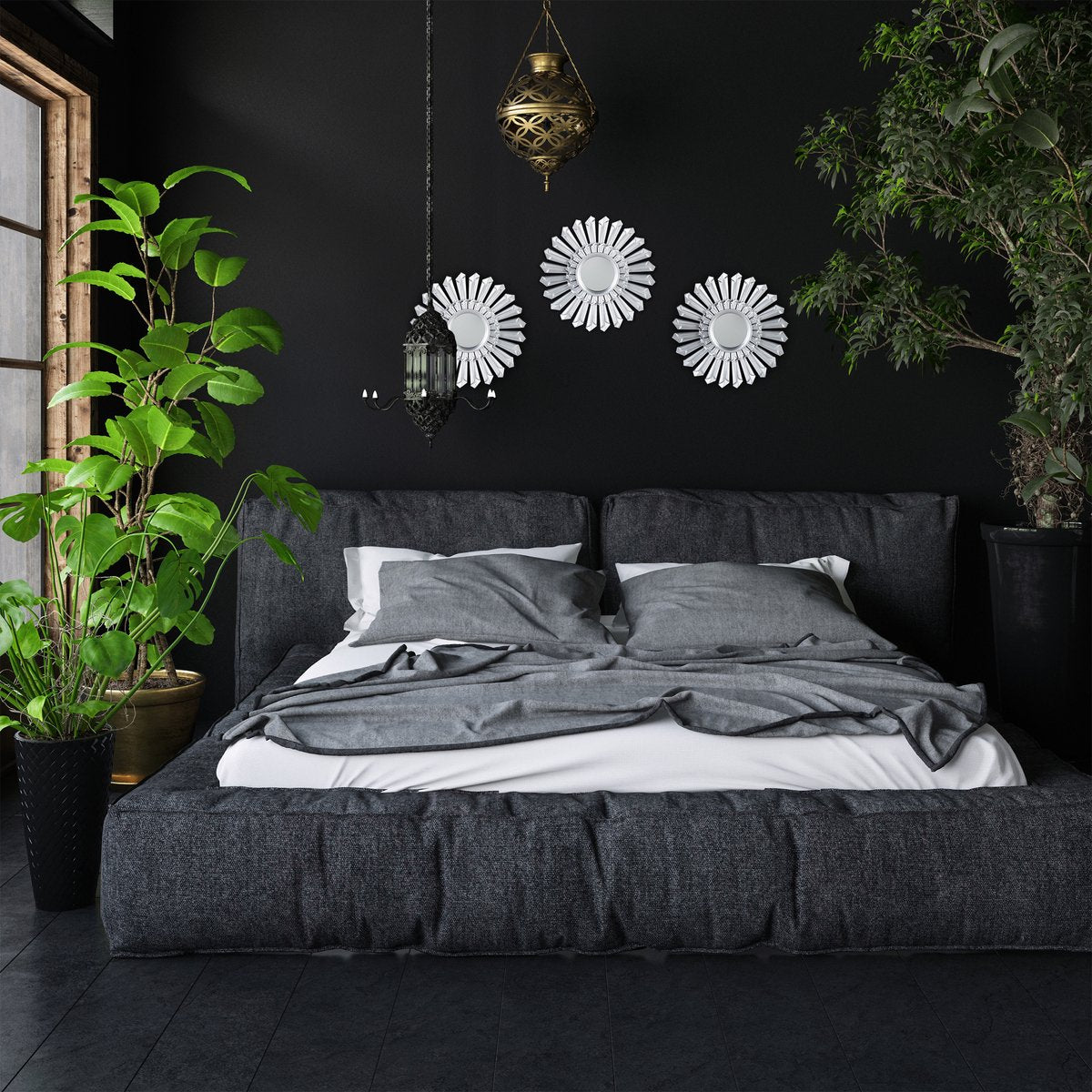 Relaxdays Sierspiegel Zon – Set van 3 Ronde Hangspiegels – Zilver – Wanddecoratie