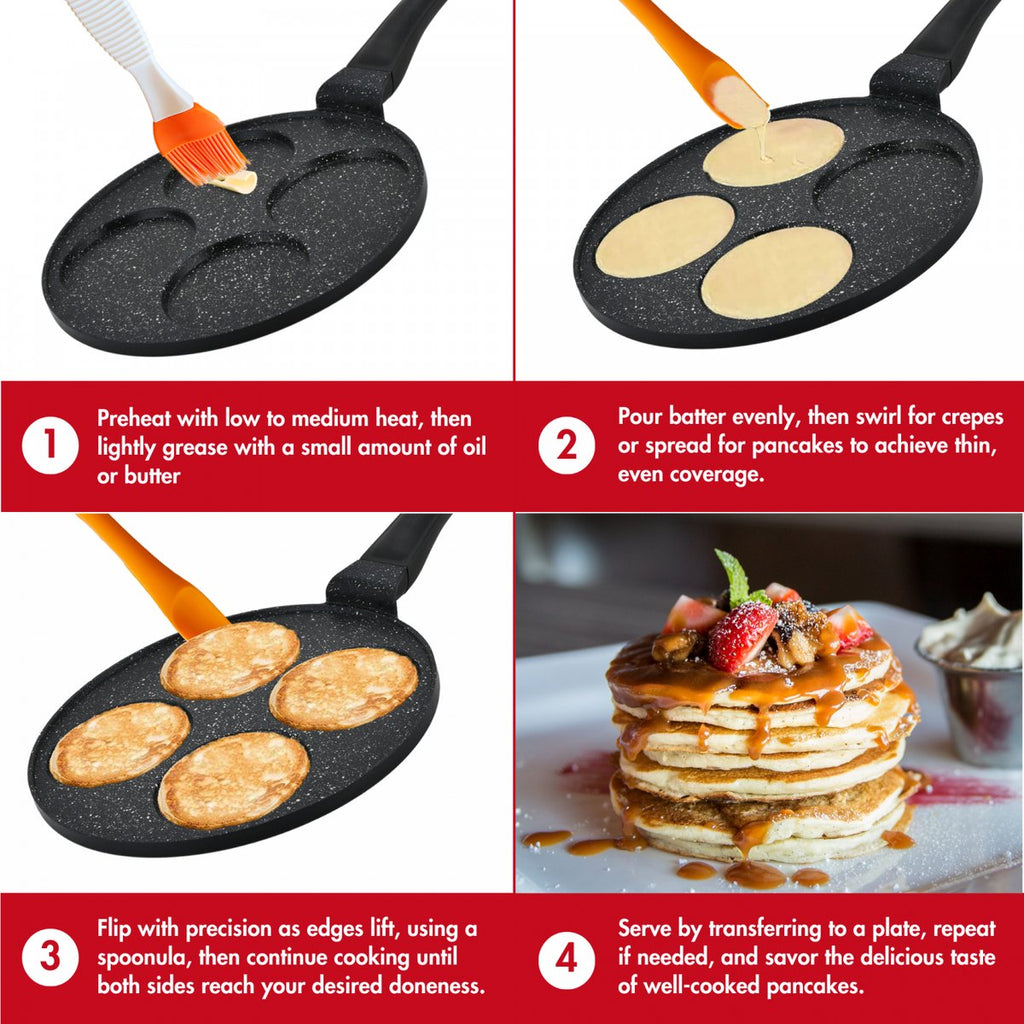 Hezberg 26cm Pannenkoek En Crêpepan Met Marmeren Coating - 4 Gleuven