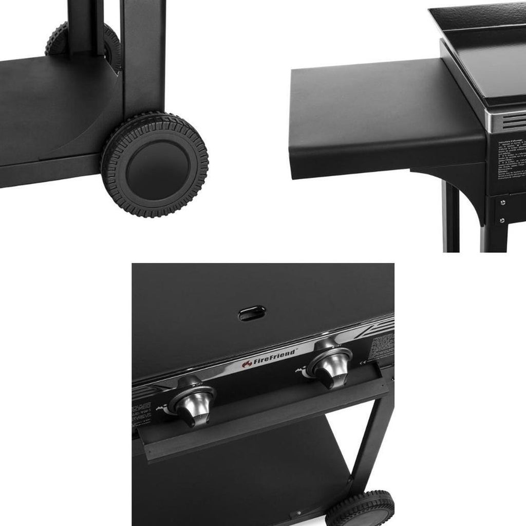 Firefriend BQ‑6348F Gasbakplaat met Trolley – Drie Branders, Groot Bakoppervlak, Pure BBQ‑Beleving
