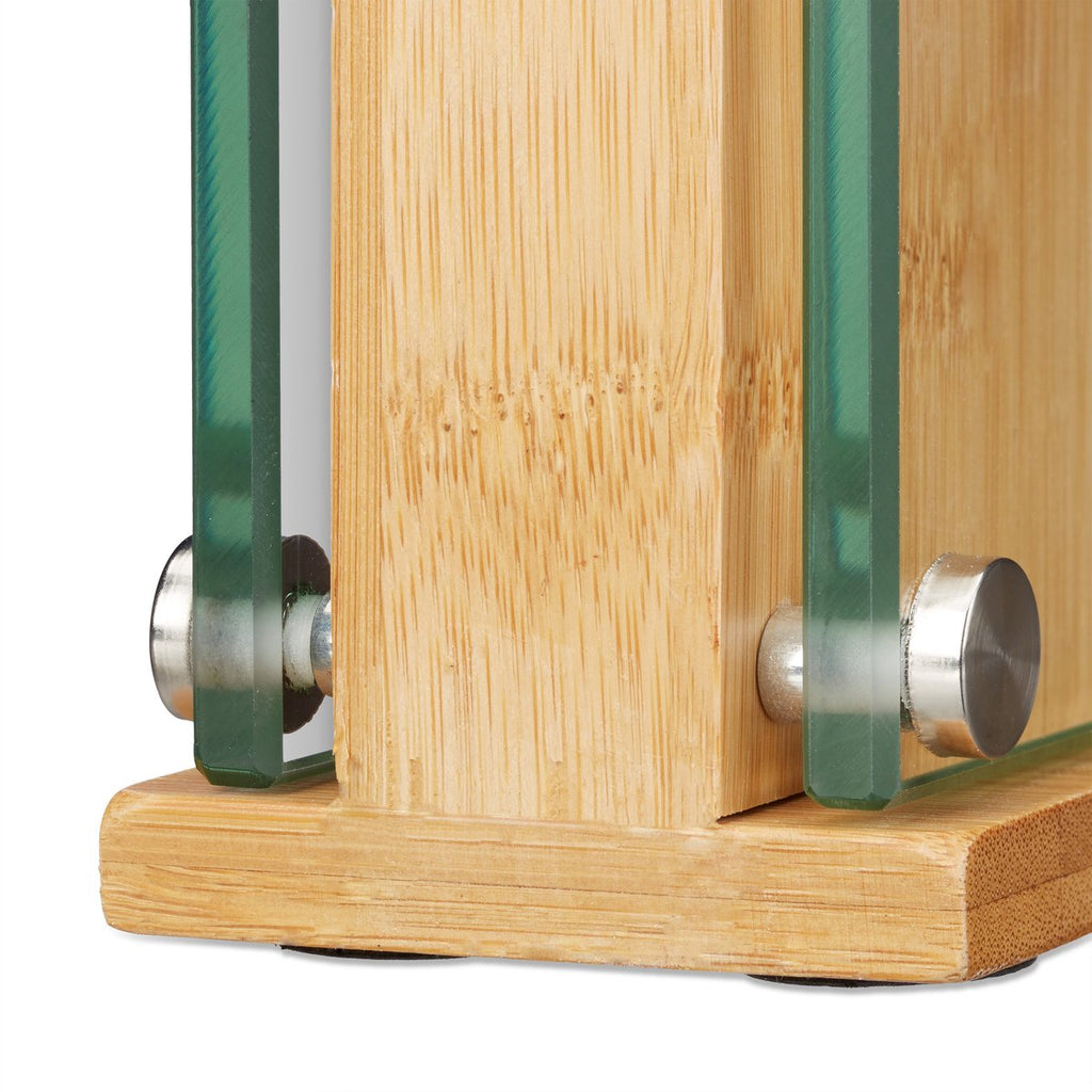 Bamboe messenblok - voor 8 messen - vierkant - met glas - 20 x 20 cm - leeg