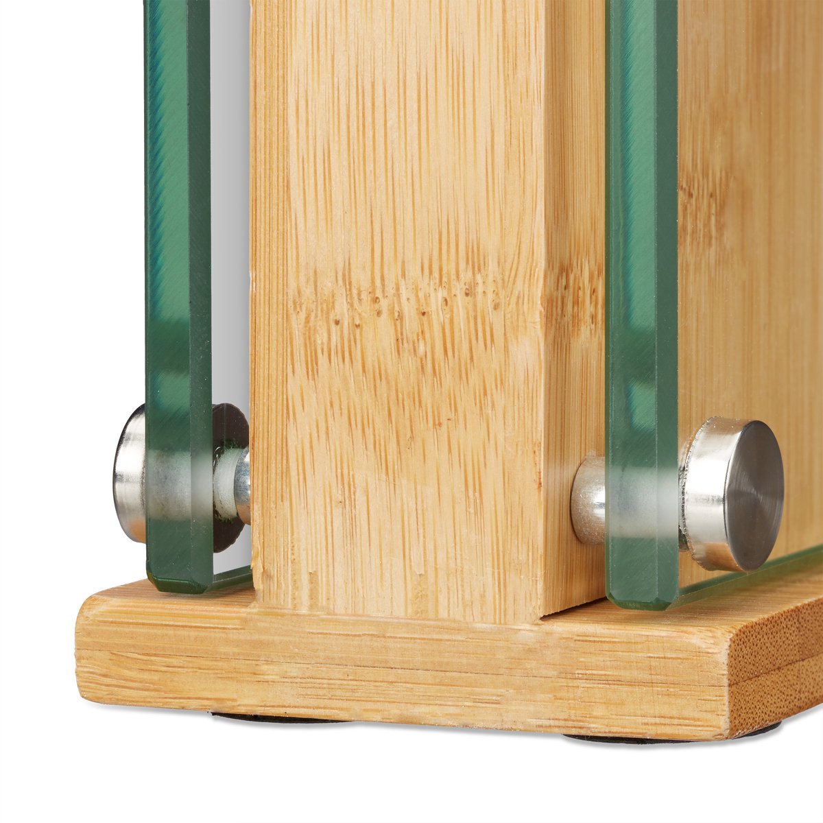 Bamboe Messenblok Leeg – Vierkant met Glas – 20×20 cm – Voor 8 Messen