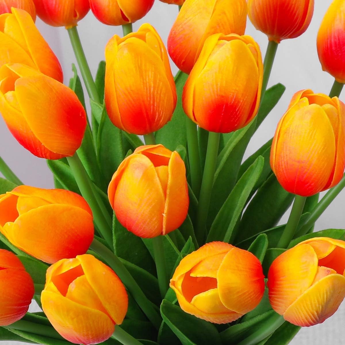 Kunsttulpen 20 stuks – 34 cm – Oranje/Geel – Real Touch PU
