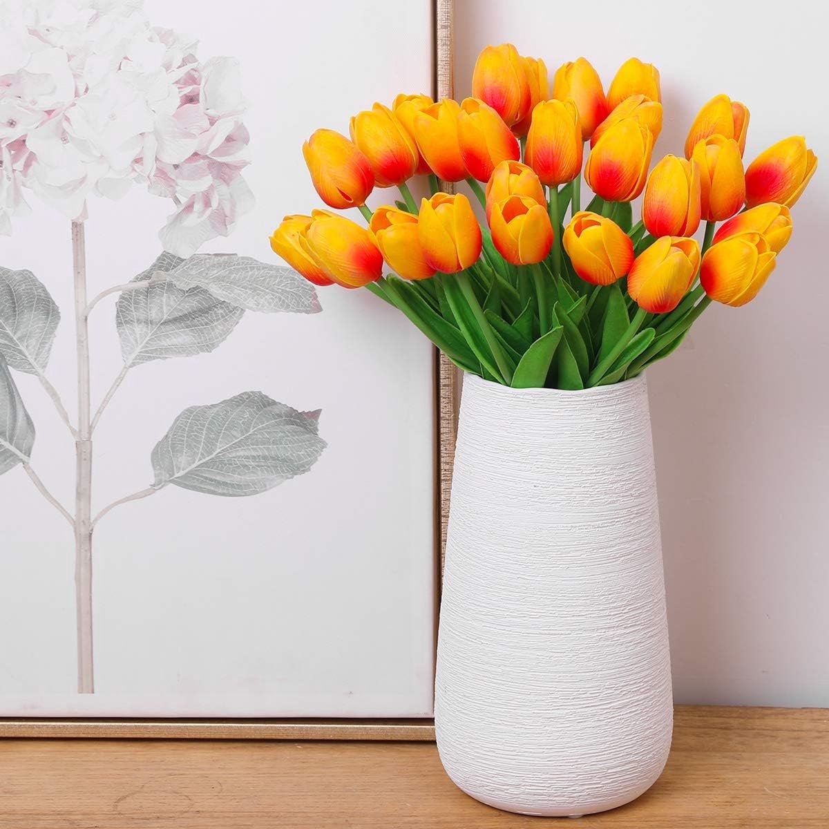 Kunsttulpen 20 stuks – 34 cm – Oranje/Geel – Real Touch PU