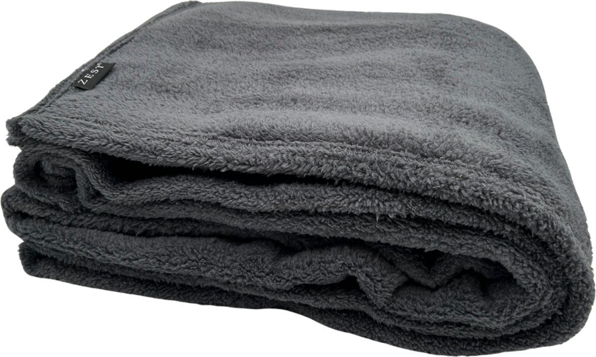 Zest Fleece Plaid 140×180 cm – Teddy Fleece – Antraciet