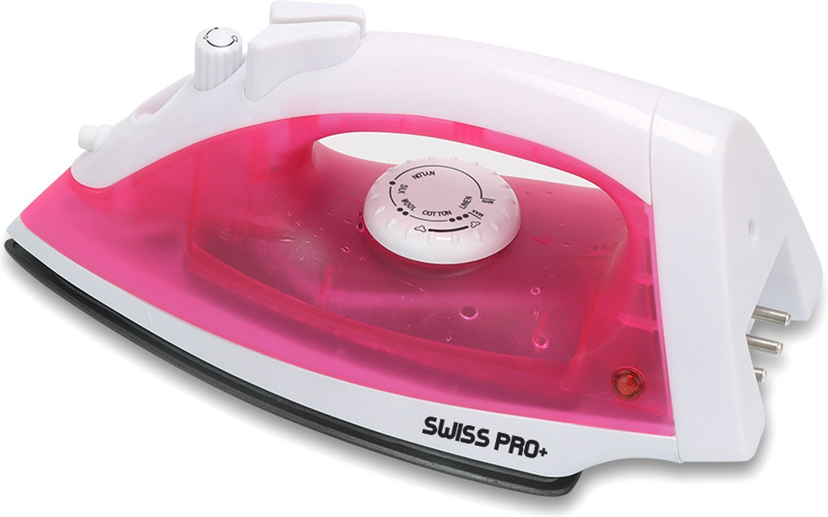 Swiss Pro+ Stoomstrijkijzer 1600W – Keramische Zoolplaat – Roze/Wit