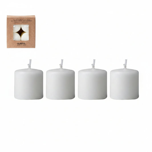 Gusta Kaarsjes Kraft ø4×6 cm – Ivoor – Set van 4