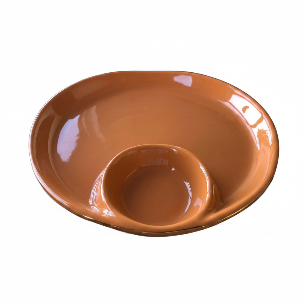 Riverdale Tapasschaaltje 23 cm – Porselein met Sausbakje – Gouden Rand