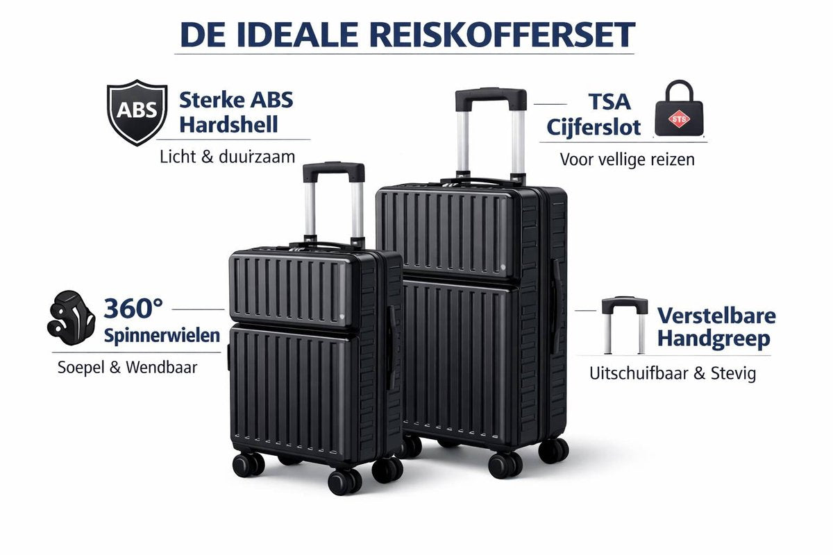 AxonBay Kofferset 2-delig ABS Hardshell – 51 & 61 cm – TSA-slot – 360° Wielen