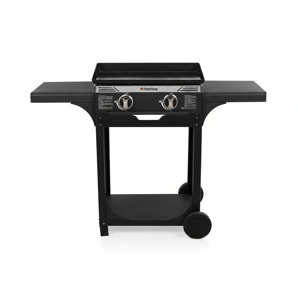 Firefriend BQ‑6348F Gasbakplaat met Trolley – Drie Branders, Groot Bakoppervlak, Pure BBQ‑Beleving