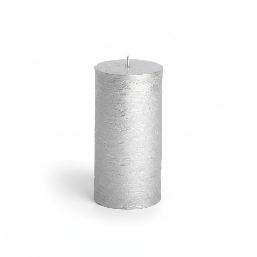 Gusta Rustieke Kaars ø7×14 cm – Zilver