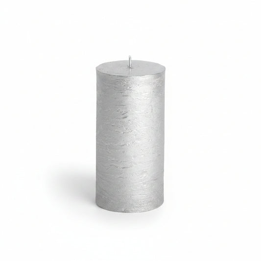 Gusta Rustieke Kaars ø7×14 cm – Zilver