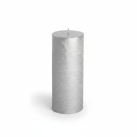 Gusta Rustieke Kaars ø7×18 cm – Zilver