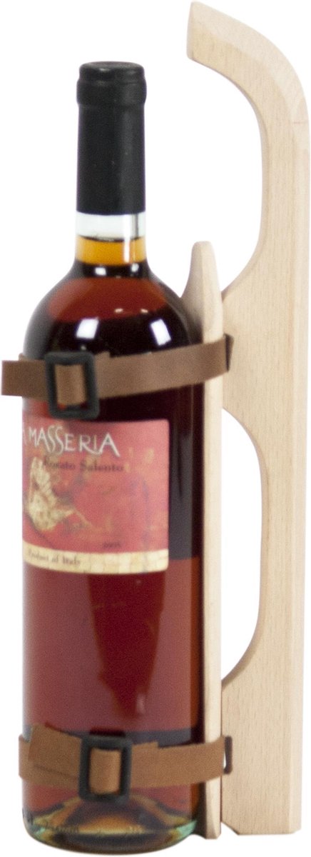 Houten Schaats Wijnhouder – Beukenhout – Met Gespen & Handvat