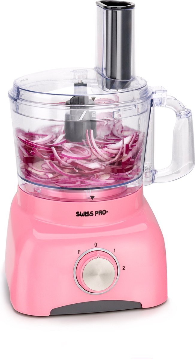 Swiss Pro Foodprocessor – 800W – Retro Zwart/RVS – 1.2L – 2 Snelheden + Pulse – Inclusief Accessoires – Snijden, Hakken, Raspen, Kneden & Smoothies
