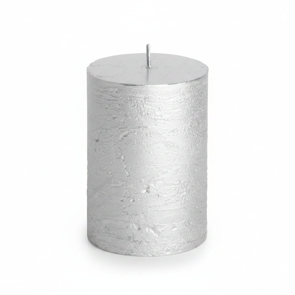Gusta Rustieke Kaars ø7×10 cm – Zilver