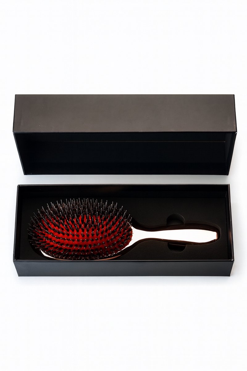 Spa Brush Rose Gold – Antistatisch – Zwijnenhaar & Nylon – Ontklittend – Geschikt voor Alle Haartypes – Luxe Haarborstel
