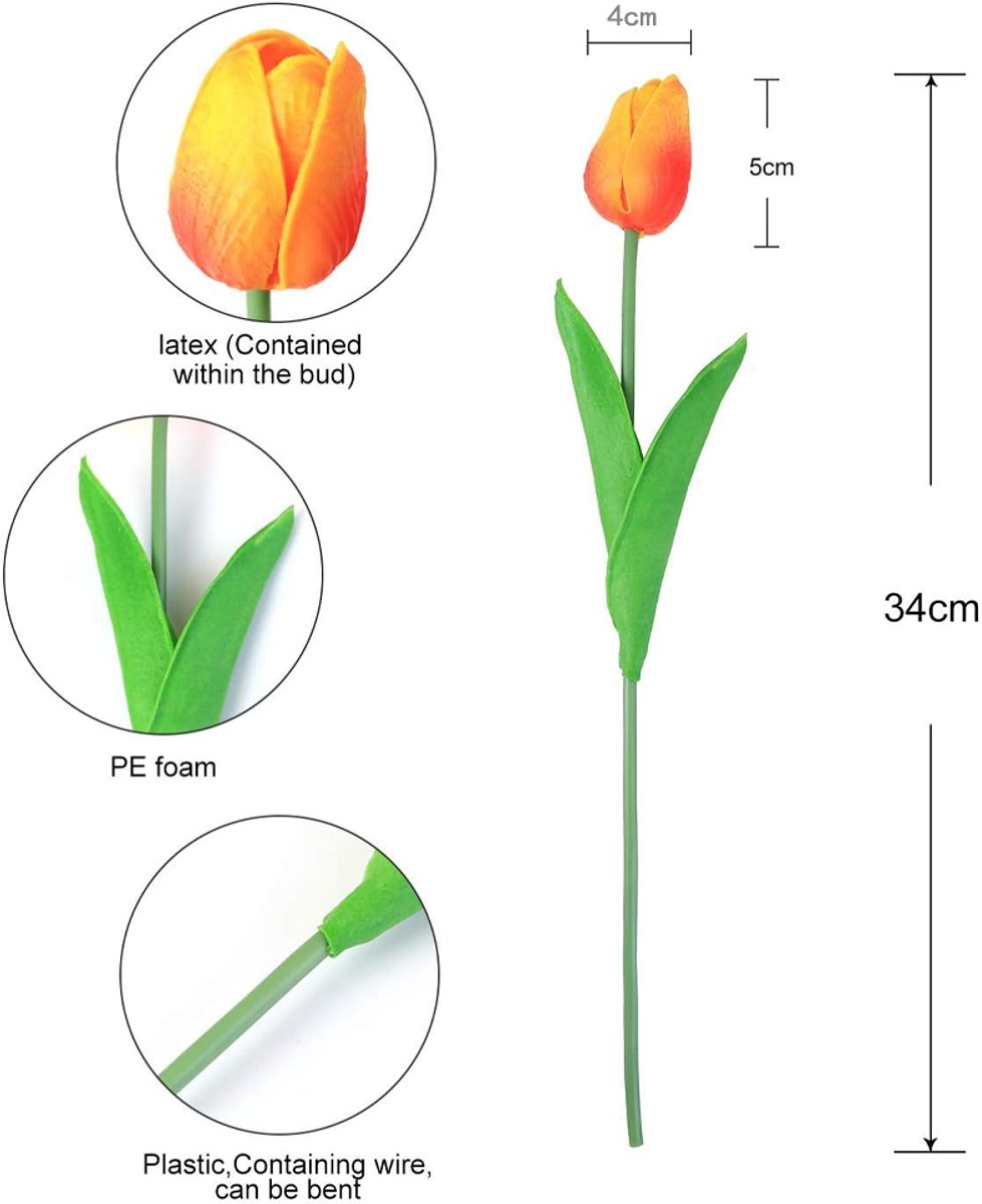 Kunsttulpen 20 stuks – 34 cm – Oranje/Geel – Real Touch PU