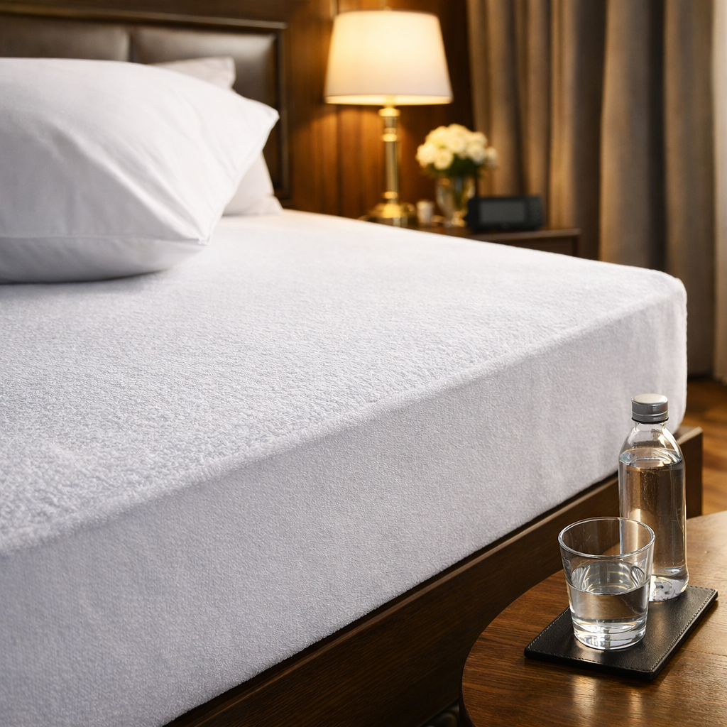 Bed Care Waterdichte Matrasbeschermer – Ademend Badstof – Antiallergisch – Elastiek Rondom – Wit