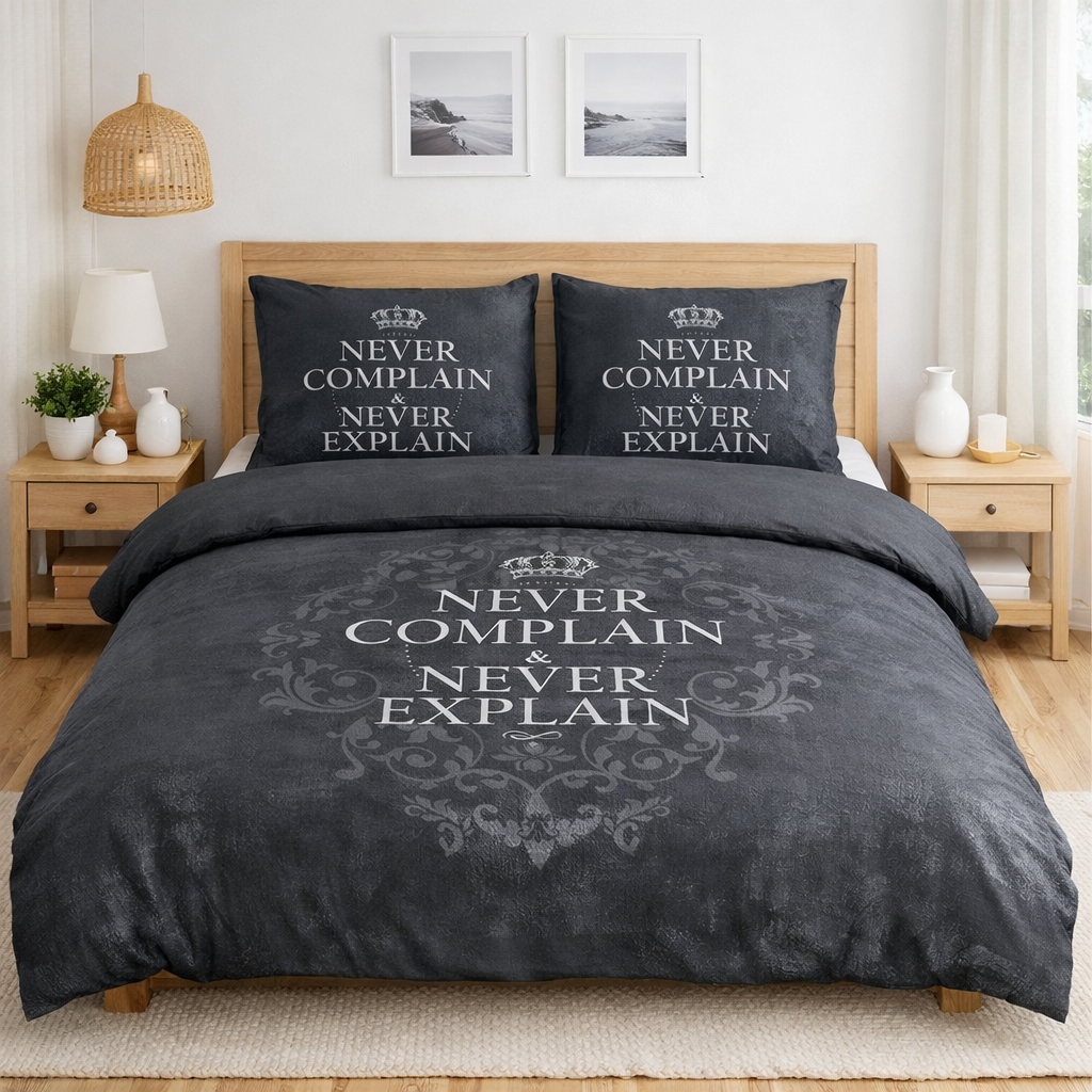 Cotton Club Never Complain dekbedovertrek grijs/antraciet – 140x200/220 cm – 1-persoons met kussensloop