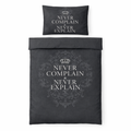 Cotton Club Never Complain dekbedovertrek grijs/antraciet – 140x200/220 cm – 1-persoons met kussensloop