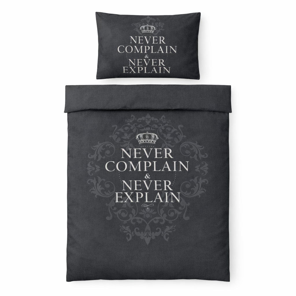 Cotton Club Never Complain dekbedovertrek grijs/antraciet – 140x200/220 cm – 1-persoons met kussensloop