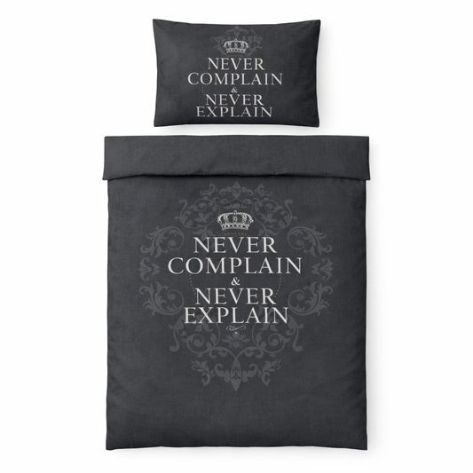 Cotton Club Never Complain dekbedovertrek grijs/antraciet – 140x200/220 cm – 1-persoons met kussensloop